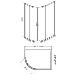 Nuie Rene 1200 x 900mm Black Framed Offset Quadrant Shower Enclosure