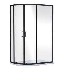 Nuie Rene 1200 x 900mm Black Framed Offset Quadrant Shower Enclosure