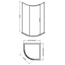 Nuie Rene 900mm Black Framed Single Door Quadrant Shower Enclosure