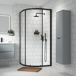 Nuie Rene 900mm Black Framed Single Door Quadrant Shower Enclosure