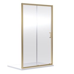 Nuie Rene 1600mm Brushed Brass Framed Single Sliding Shower Door