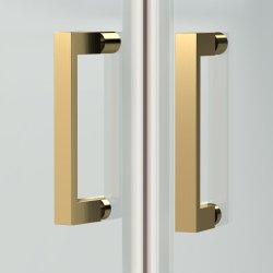 Nuie Rene 1200 x 800mm Brushed Brass Framed Offset Quadrant Shower Enclosure