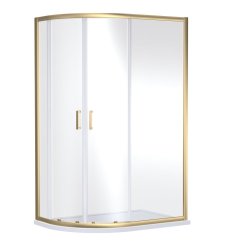 Nuie Rene 1200 x 800mm Brushed Brass Framed Offset Quadrant Shower Enclosure