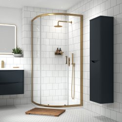 Nuie Rene 900mm Brushed Brass Framed Single Door Quadrant Shower Enclosure