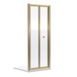 Nuie Rene 760mm Brushed Brass Framed Bifold Shower Door