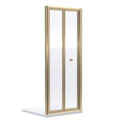 Nuie Rene 900mm Brushed Brass Framed Bifold Shower Door