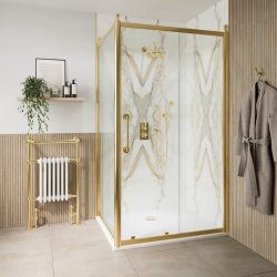 Burlington Classique 1400mm Sliding Shower Door in Gold Burlington Classique 1400mm Sliding Shower Door in Gold with 1850 handles