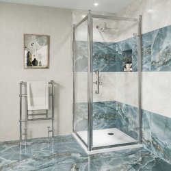 Burlington Classique 800mm Hinged Shower Door in Chrome Burlington Classique 800mm Hinged Shower Door in Chrome with Optional Side Panel and 1909 handles