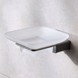 Miller Miami Frosted Glass Soap Dish and Gunmetal Holder