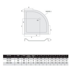 MX Elements 800mm Quadrant Flat Top Shower Tray