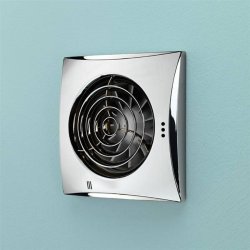 HiB Hush Wall Mounted Chrome Extractor Fan with Timer & Humidity Sensor