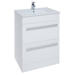 Kartell Purity 600mm Floor Standing 2 Drawer White Vanity Unit & Ceramic Basin