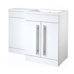 Kartell Matrix 1100mm 2 Door L-Shaped White RH Furniture Pack with Cistern