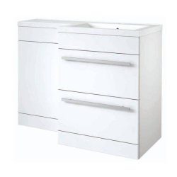 Kartell Matrix 1100mm 2 Drawer L-Shaped White RH Furniture Pack with Cistern