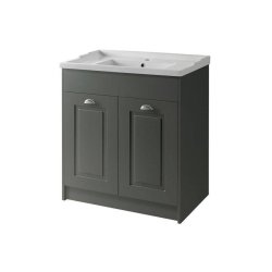 Kartell Astley 800mm Matt Grey Floor Standing 2 Door Vanity Unit & Basin