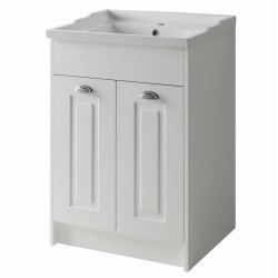 Kartell Astley 600mm Matt White Floor Standing 2 Door Vanity Unit & Basin