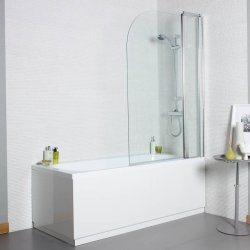 Kartell Koncept Straight Radius Edge 1000mm Bath Screen With Extension Panel 2