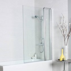 Kartell Koncept Straight Square Edge 1000mm Bath Screen With Extension Panel