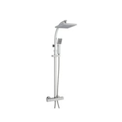 Kartell Pure Thermostatic Exposed Bar Shower Valve with Slimline Drencher and Adjustable Handset