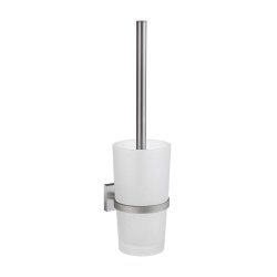 Smedbo House Brushed Chrome Toilet Brush with Glass Container