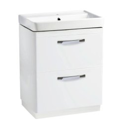 Tavistock Compass 600mm Gloss White Double Drawer Freestanding Unit & Basin