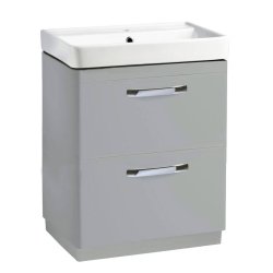 Tavistock Compass 600mm Gloss Light Grey Double Drawer Freestanding Unit & Basin