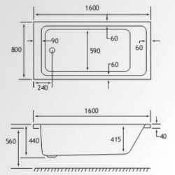 Beaufort? Portland SE 1600 x 800mm Reinforced Bath