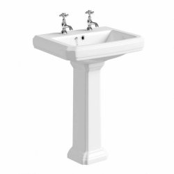 Kartell Astley 600mm 2 Tap Hole Basin & Pedestal