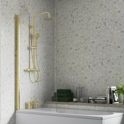 Ajax Brushed Brass Single Straight Bath Screen