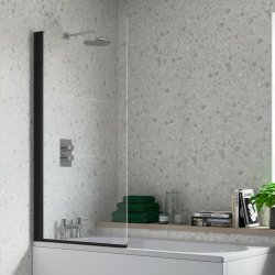 Ajax Black Single Straight Bath Screen