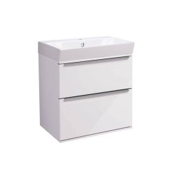 Roper Rhodes Scheme 500mm Gloss White Wall Mounted Basin Unit with Double Drawer