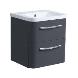 Roper Rhodes System 500mm Gloss Dark Clay Wall Mounted Basin Unit with Double Drawer