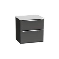 Roper Rhodes Scheme 500mm Gloss Dark Clay Wall Mounted Vanity Unit with Double Drawer