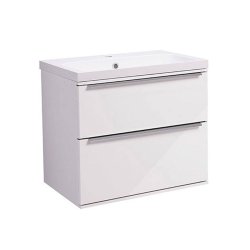 Roper Rhodes Scheme 600mm Gloss White Wall Mounted Basin Unit with Double Drawer