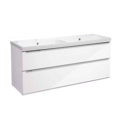 Roper Rhodes Scheme 1200mm Gloss White Wall Mounted Basin Unit with Double Drawer