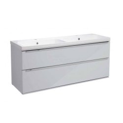 Roper Rhodes Scheme 1200mm Gloss Light Grey Wall Mounted Basin Unit with Double Drawer