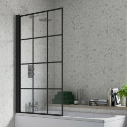 Ajax Black Framed Single Straight Bath Screen