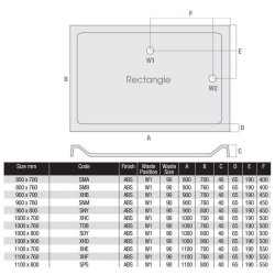 MX Elements 1100 x 800mm Rectangular Flat Top Shower Tray