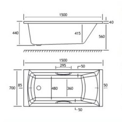 Beaufort Rockall SE 1500 x 700mm 5mm Twin Grip Bath