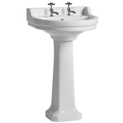 Tavistock Vitoria Basin Full Pedestal and Basin 550mm Round Two Tap Hole Basin