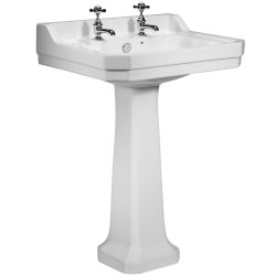 Tavistock Vitoria Basin Full Pedestal and Basin 605mm Two Tap Hole Basin