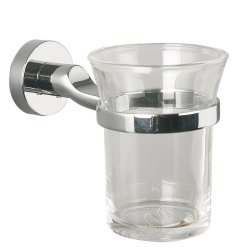 Miller Bond Clear Glass Tumbler and Chrome Holder