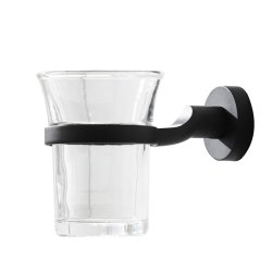 Miller Bond Clear Glass Tumbler and Matt Black Holder