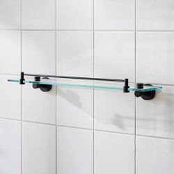 Miller Bond 500mm Glass Shelf with Matt Black Guard Rail