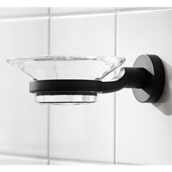 Miller Bond Clear Glass Soap Dish and Matt Black Holder