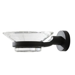 Miller Bond Clear Glass Soap Dish and Matt Black Holder