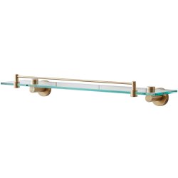 Miller Bond 500mm Glass Shelf with Brushed Brass Guard Rail