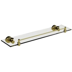 Miller Bond 500mm Glass Shelf with Brushed Brass Guard Rail