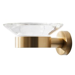 Miller Bond Clear Glass Soap Dish and Brushed Brass Holder