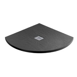 MX Minerals 800 x 800mm Jet Black Slate Effect Quadrant Shower Tray